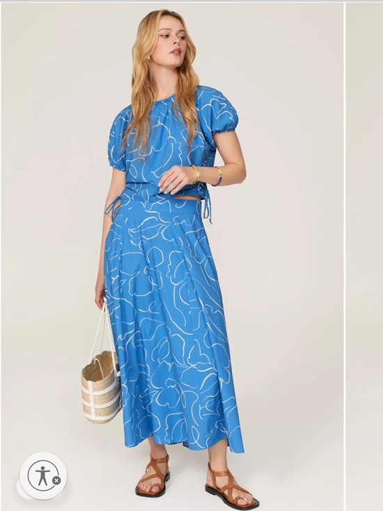 Madewell Dresses & Skirts - Madewell Signature Cotton Poplin Maxi Skirt in Abstract Blue Floral Size 6